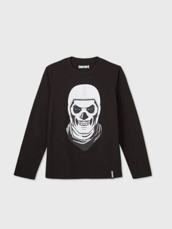 Fortnite Other - Fortnite Black Skull Trooper Long Sleeve Graphic Tee Boys Size Large